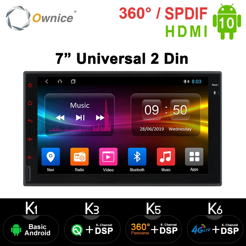 Ownice K3 K5 K6 Восьмиядерный Android10.0 2 din Универсальный Автомобильный DVD 4G SIM LTE DSP сеть DAB +