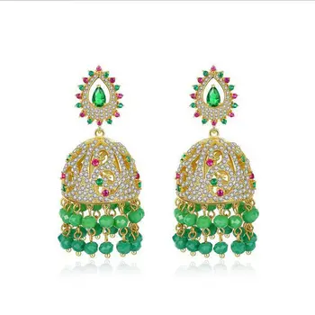 

Indian Jhumka Bollywood Jhumki Bridal Women Beads Small Bells Tassel Drop Dangle arring Gold Color Ethnic Gypsy Earrings Jewelry