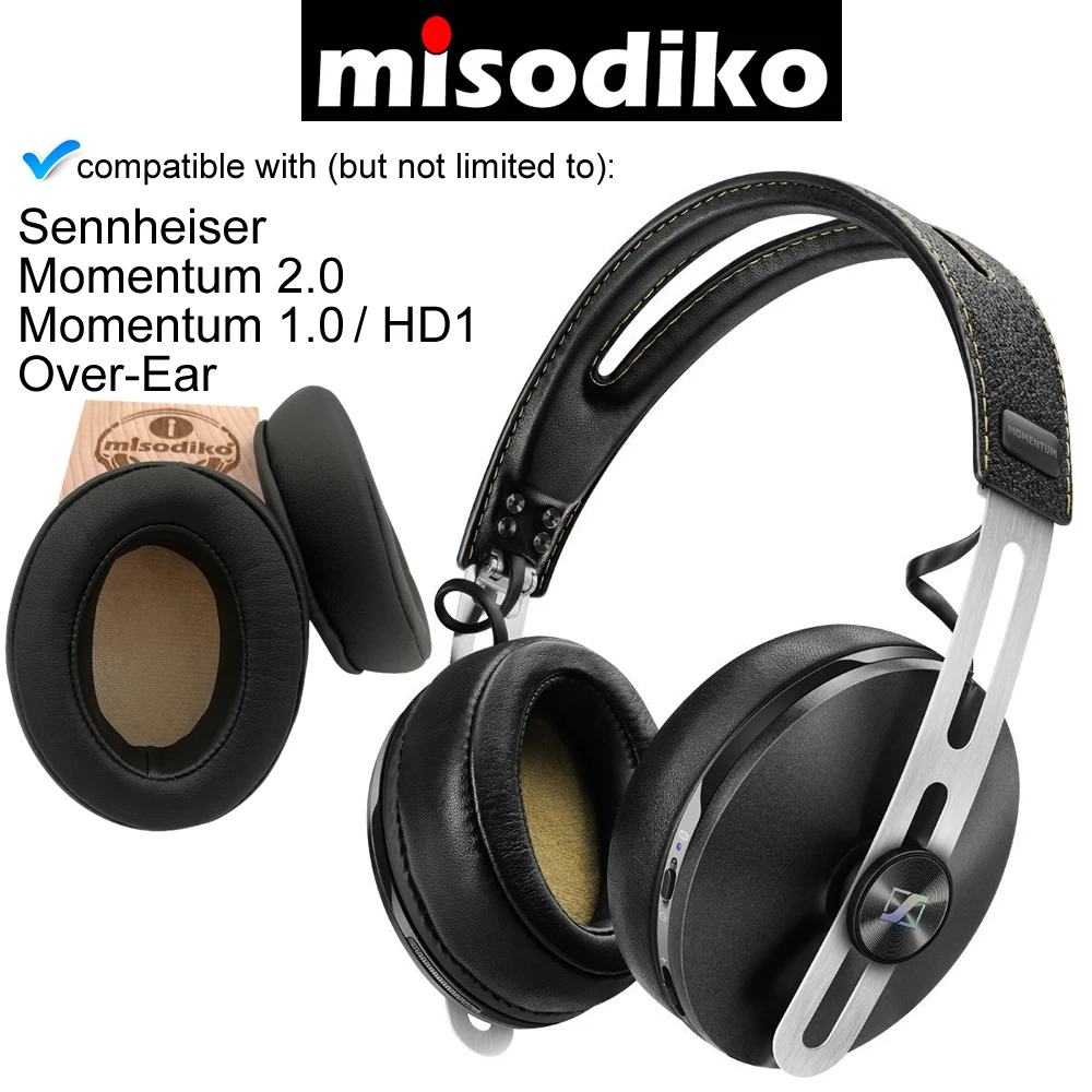 

misodiko Replacement Angled Cushions Ear Pads - for Sennheiser Momentum 2.0/ 1.0 (M2/ M1), HD1 Over-Ear, Headphones Earpads
