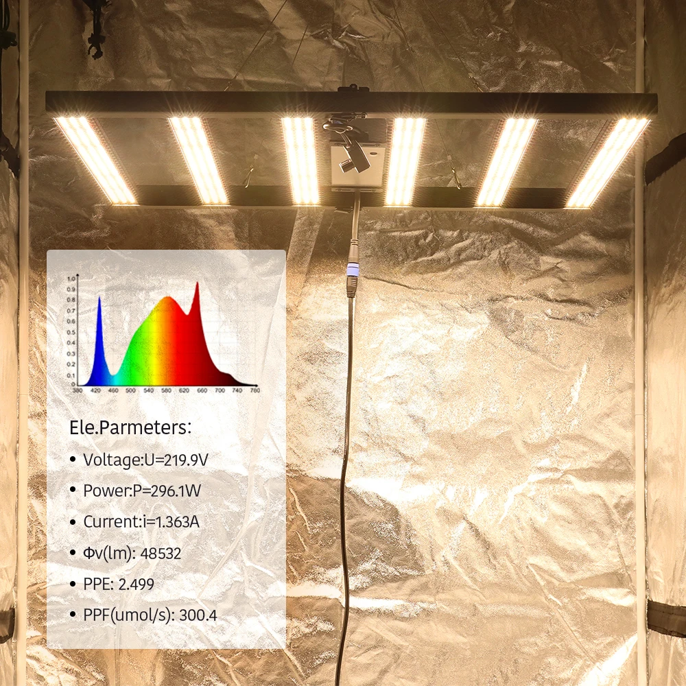 Полный спектр 6 бар Samsung Lm301b led Meanwell driver 300 Вт Квантовая плата Складная