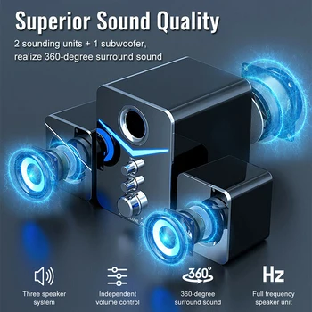 

3pcs USB 3.5mm Wired Multimedia Speaker Surround Stereo Computer Speakers with Subwoofer 2.1 For PC/Laptops/Smart Phone