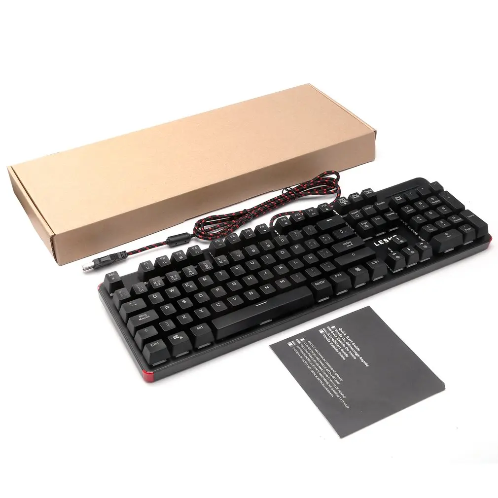 Черный LESHP USB Проводная 105 клавиша с подсветкой профессиональная игровая офисная RGB механическая клавиатура с светодиодный регулируемой подсветкой - Цвет: Черный