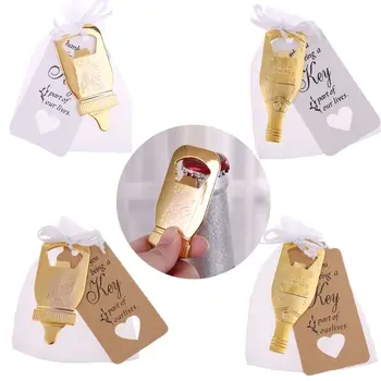 

10pcs/set Bottle Opener Tags Card Candy Bags Vintage Wedding Souvenirs Guest Party Favors Decoration
