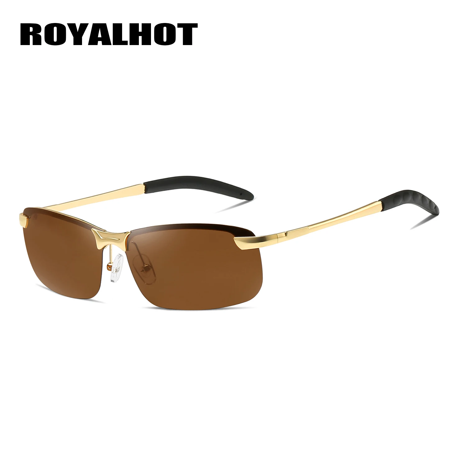 RoyalHot, мужские, женские, поляризационные, алой, Прямоугольная оправа, солнцезащитные очки, для вождения, солнцезащитные очки, оттенки, Oculos masculino, мужские, p10013 - Цвет линз: Gold