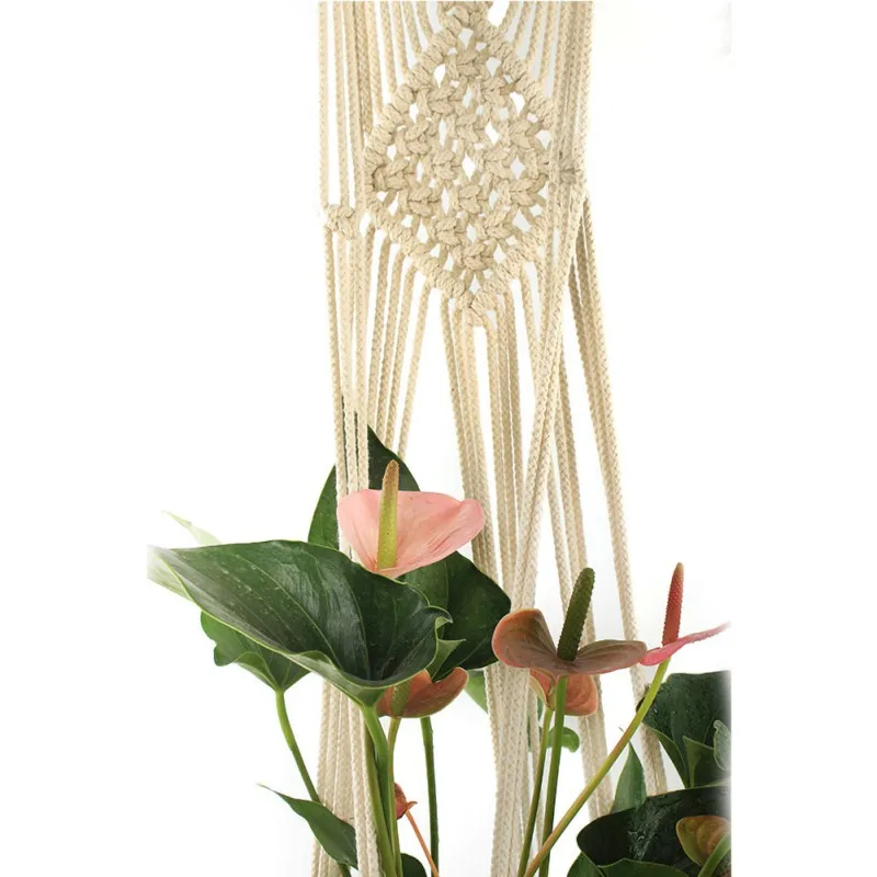 Green Hanging Basket Gardening Creative Flowerpot Net Bag Plant Hanger Cotton Hemp Rope Hand-Woven Sling Rope
