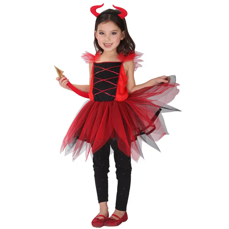 Skup Umarden straszny czerwony róg diabeł Devilkin kostiumy dla dzieci dziecko chłopcy dziewczęta Demon kostium Cosplay przebranie Robe Halloween