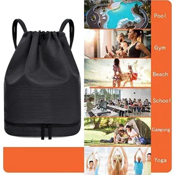 

Hot Wet and Dry Drawstring Backpack with Shoe Box Waterproof Large Capacity Sports Fitness Bag DO2