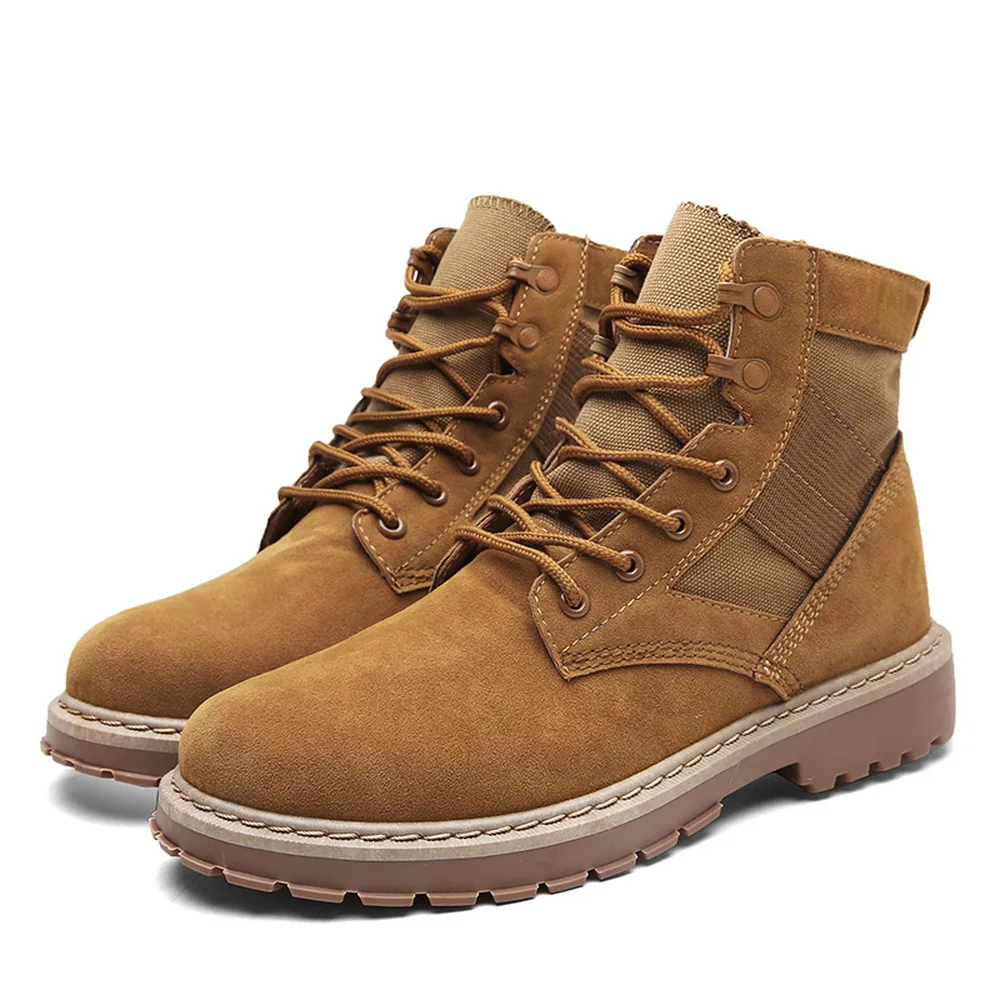 Men Fashion Short Boots Ankle Boots Men Leather Canvas Low Heel Boots Outdoor Sanded Boots New Boots