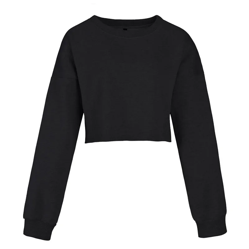 Womens Long Sleeve O Neck Solid Color Sweatshirt Pullover Tops Blouse Sweatshirt Fashion Sudadera Mujer  Short Shirts NEW
