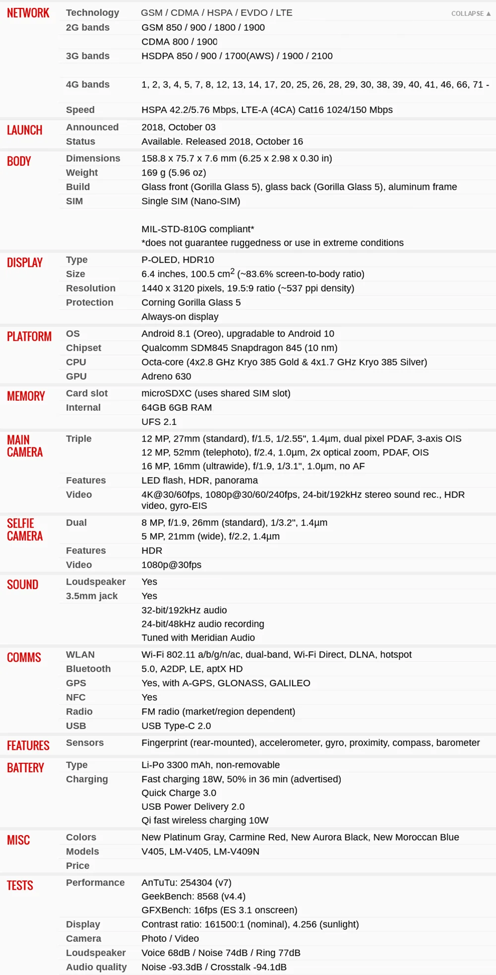 backmarket phones Original LG V40 ThinQ V405UA 6.4" 6GB RAM 64GB ROM Octa Core NFC Snapdragon Unlocked US Version 4G LTE Smart Phone Cellphone second hand iphone