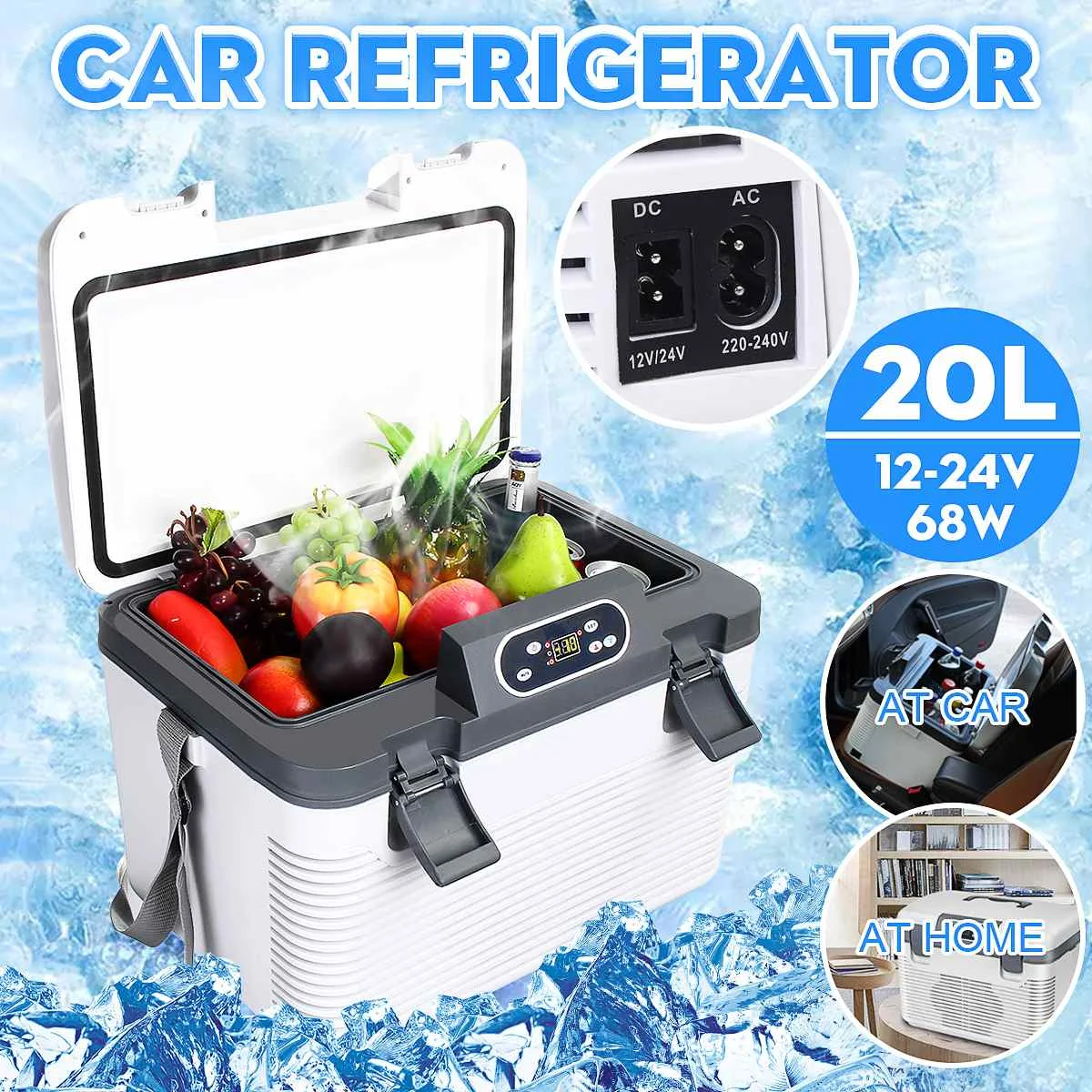 

-5~65 Degrees Car Refrigerator 20L Freeze heating DC12-24V/AC220V Fridge Compressor for Car Home Picnic Refrigeration heating