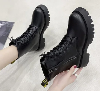

Fashion Leather Martins Boots Woman shoes Winter Lace-up Ankle Boots For Woman High Quality Waterproof Platform Boots