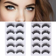5 Pairs/Set 3D False Eyelashes Multilayer Fiber Hard Stem Eyelashes Extension Eye Makeup Natural Long Black False Lashes Tools