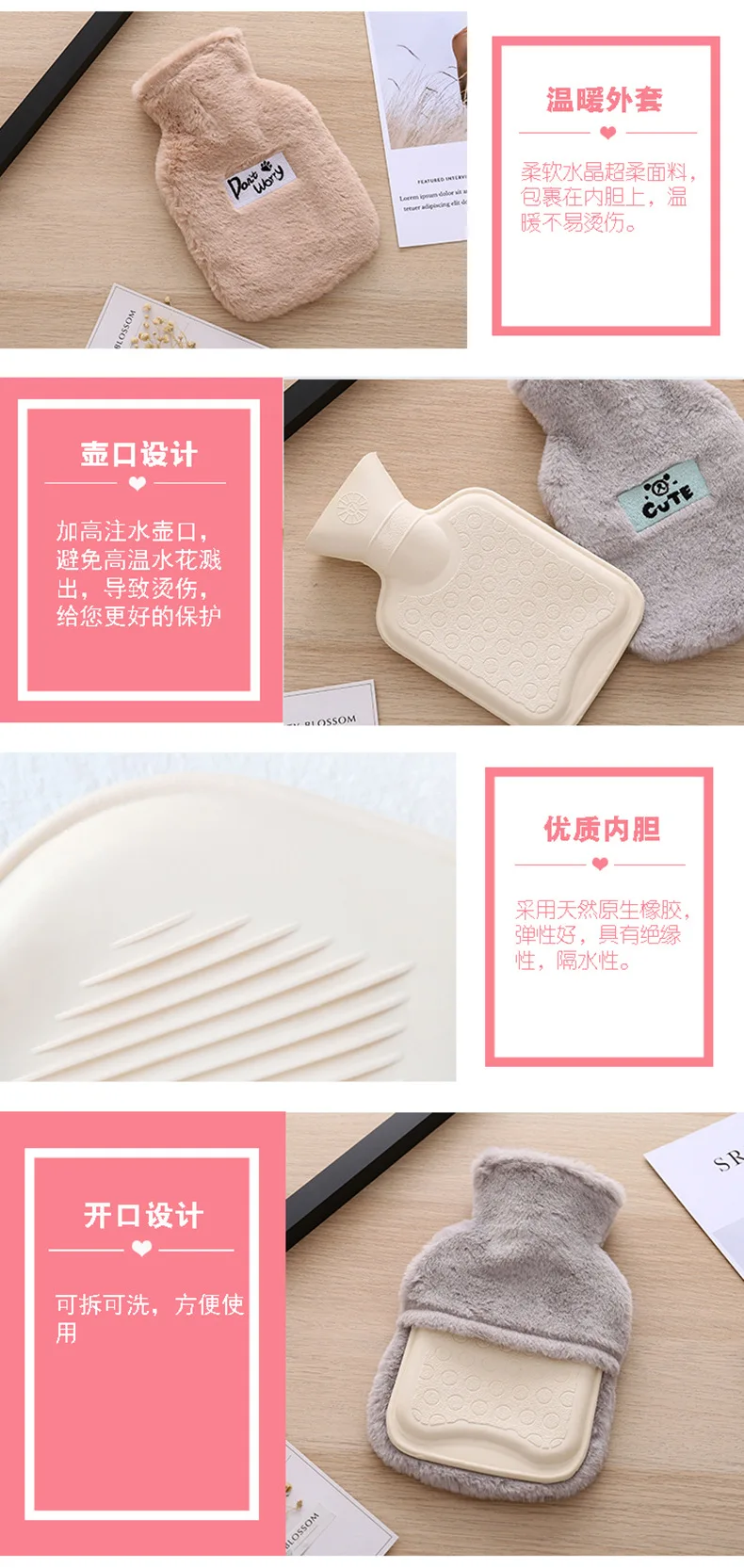 Manufacturers Direct Selling Thick Hot Water Injection Bag Water Filling Hand Warmer Warm Feet Irrigation Rubber Hot Water Bag C