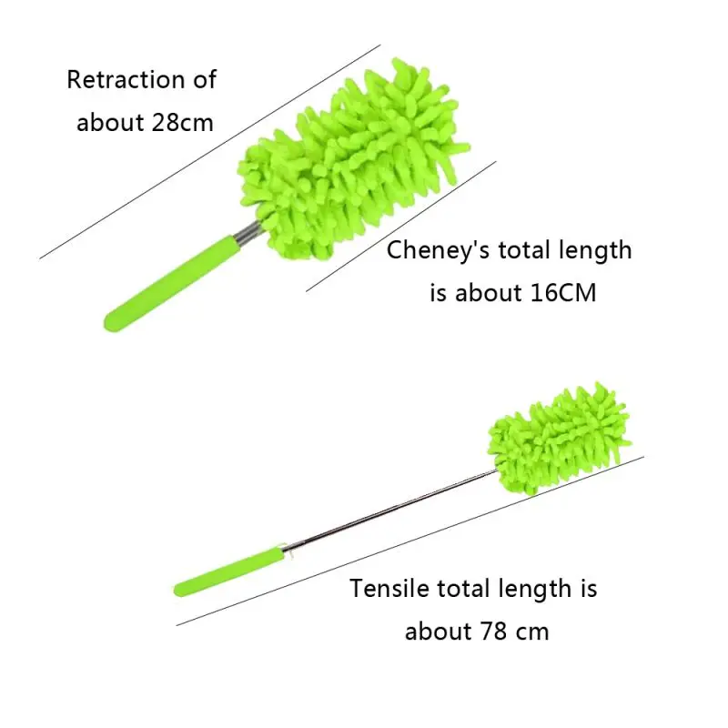 Чистящая тряпка гибкий Пыльник портативный с длинной ручкой синель пылеочиститель Выдвижная Чистящая тряпка для дома Спальня - Цвет: Зеленый