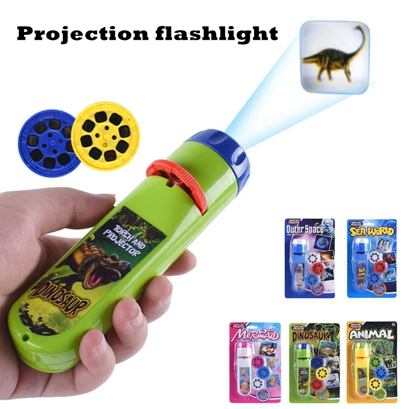 

AMTOY 4 In 1 Multi Function Early Childhood Education Projector Flashlight Mini Luminous Projection Lamp Bedtime Story Machine