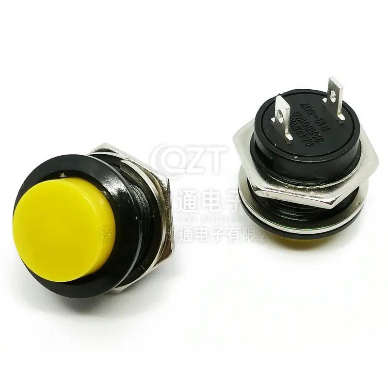 10pcs Momentary Push Button Switch 16mm Momentary 6A/125VAC 3A/250VAC Round Switches R13-507 BLACK RED GREEN WHITE BLUE YELLOW