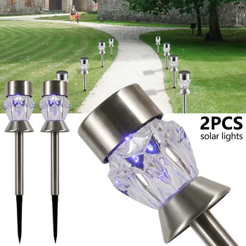 

2pcs LED Solar Garden Light Outdoor Decoration Pathway Lawn Light Street Landscape Yard Lamp Colorful Diamonds Home Decor Lamp