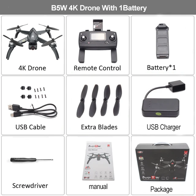 B5W 4K 1B MJX B5W gps Дрон 4K HD камера бесщеточный Квадрокоптер мотор 5G WiFi FPV RC Профессиональный Дрон вертолет автоматический возврат 20 минут Дрон - Цвет: B5W 4K 1B