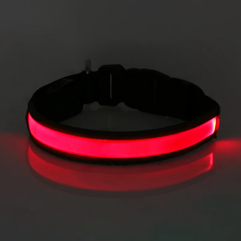 Red Светодиодный ошейник для собак с питанием от солнечной энергии и USB, светоотражающий нейлоновый ошейник для собак - Цвет: Red