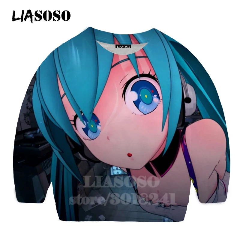 LIASOSO детей толстовки 3D принт аниме девочка Hatsune Толстовка Miku в уличном стиле для детей в стиле хип-хоп для мальчиков и девочек; Верхняя детская одежда свитер для подростков B174-1