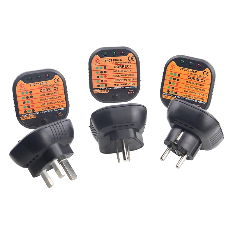 1 PC EU UK US Outlet Socket Tester Detector Circuit Polarity Voltage Plug Breaker Ground Zero Line Switch 2