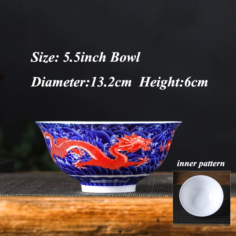 4pcs Style Chinois Classique Bol en céramique et Bleu Riz Blanc Cuisine Big Bowl Ramen Soup Bowl Soup Bowl Ramen Bowl Set Color : 4 PCS ERSHI Bol 6pcs 