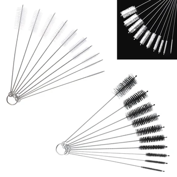 

10pcs New Strip Type Cleaner Bottle Tube Pipe Small Long Handle Cleaning Brushes With A Detachable Key Ring