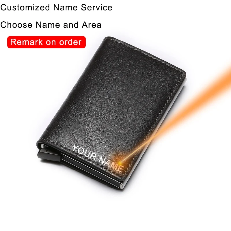 Grey(Name Service) DIENQI Rfid держатель для карт, настраиваемый мужской кошелек из углеродного волокна, кожаный магический бумажник с тремя сложениями, серый мини-кошелек, тонкий мужской кошелек - Цвет: Grey(Name Service)