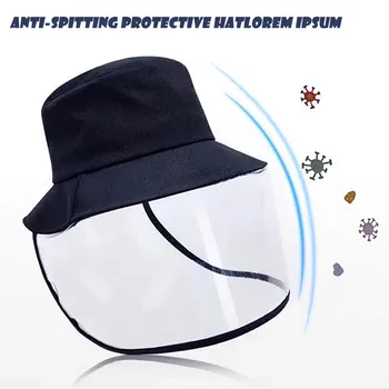 

#H40 Anti-splash Protective Cap Cover Outdoor Sun Fisherman Hat With Removable Protection Cap Anti-fog virus Saliva