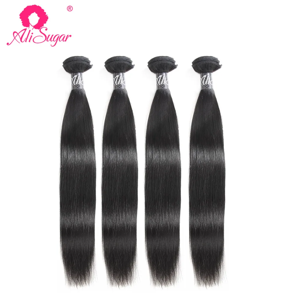 

Ali Sugar Virgin Hair Weave Peruvian Straight 4 Bundle Deals 10-28 Inches Natural Color 100% Raw Human Hair Extensions