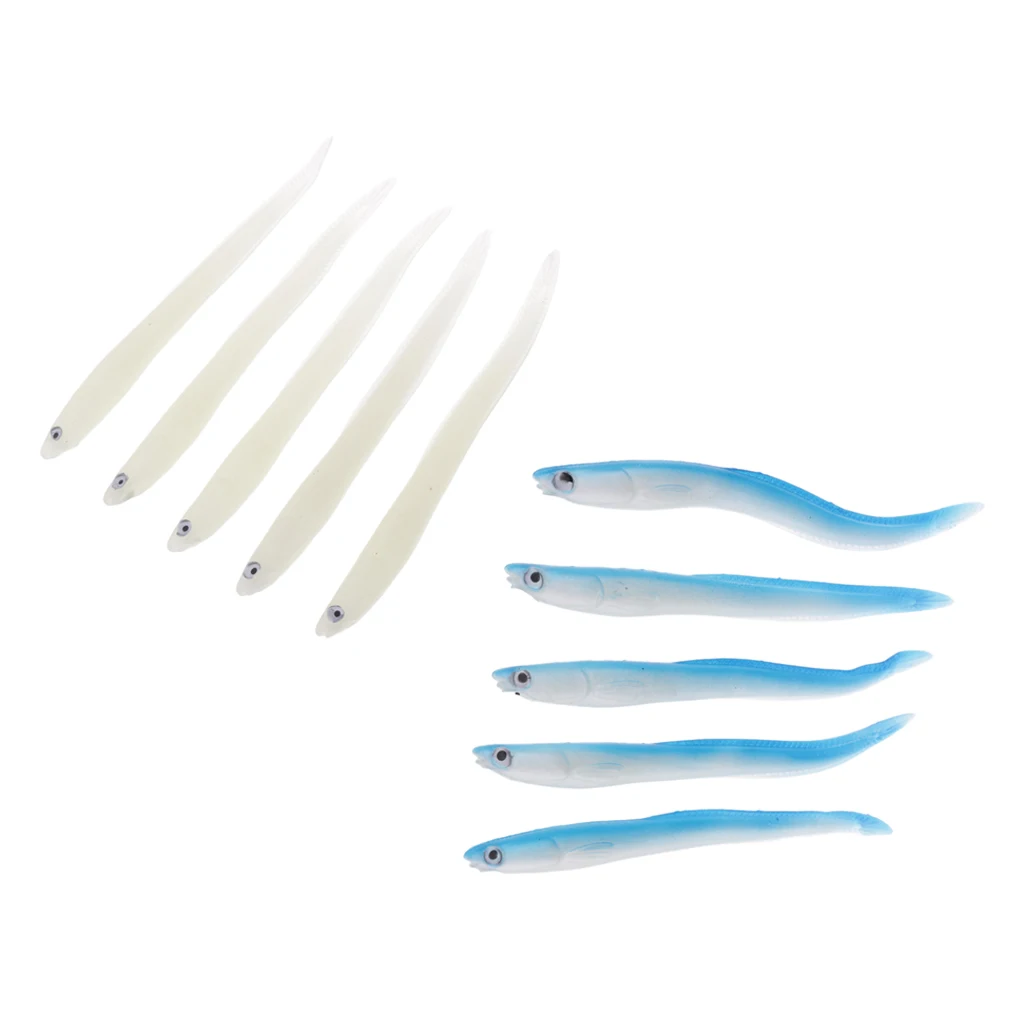 10Pcs Artificial 3D Eye Luminous Fishing Lures Jig Head Night Glow Soft Baits Swimbait 2 Color