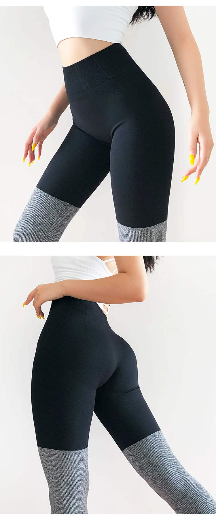 X-HERR, женские спортивные Леггинсы контрастного цвета для спортзала, для йоги, плотные, с высокой талией, бесшовные, для тренировок, спортивные колготки, штаны для йоги