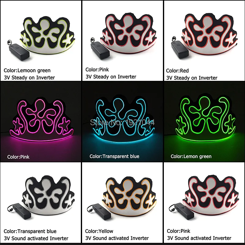 New Design Colorful EVA Crown EL Wire Glowing with 3V Inverter Birthday Gift Stage Performance Props Glow Party Supplies | Дом и сад