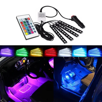 

7 Colors Car Decorative Lamp LED Strip RGB Remote Control For Hyundai Santa Fe Tucson 2017 Creta Kona IX35 Solaris Accent I30