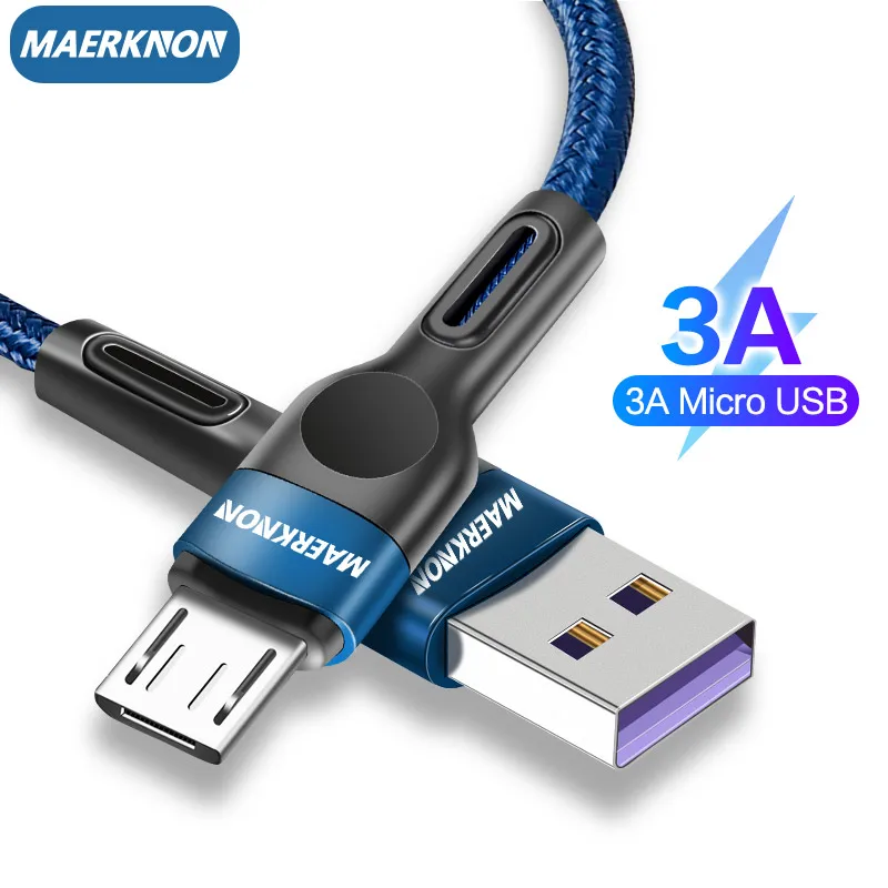 Нейлоновый кабель Micro USB 3A для быстрой зарядки Samsung S7 S6 Xiaomi передачи данных быстрое