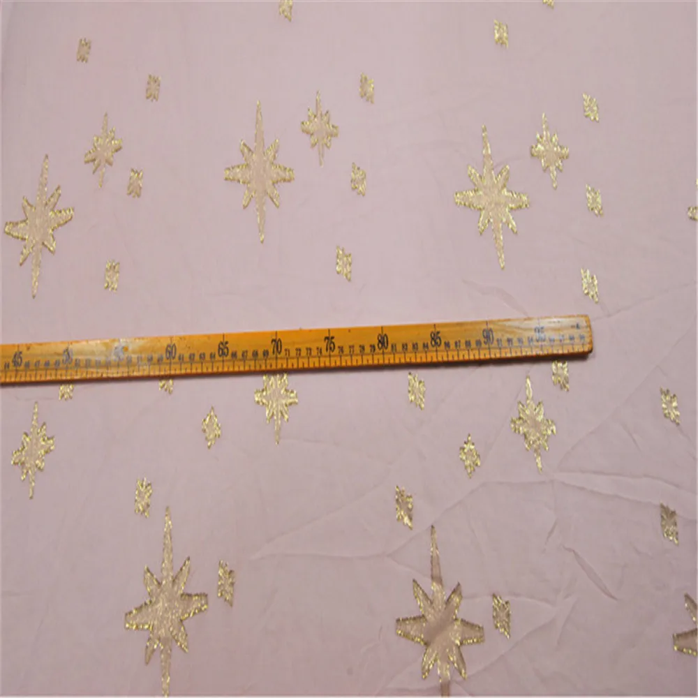 Cute Luxury Silk Metallic Fabric Crinkle Chiffon Shiny Lurex Pink Star Mulberry Luxury for Cloth Skirt Saree