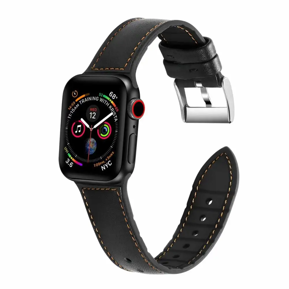 Ремешок из натуральной кожи для Apple Watch band 44 мм/40 мм iwatch Band 38 42 спортивный браслет