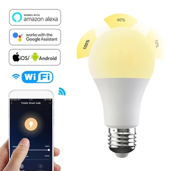 

1/2 pcs 15W wifi light bulb E27/B22 cool warm white light dimming intelligent led lamp 2000-7000K 110V 220V work with Alexa siri