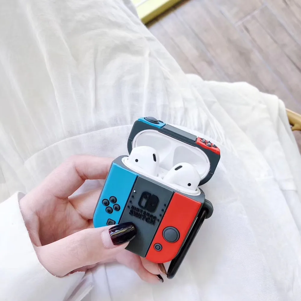 Чехол для AirPods, силиконовый, милый, 3D, игровой, чехол для наушников Airpods, 2, чехол для наушников, для Apple Air pods, чехол, Earpods, карабин