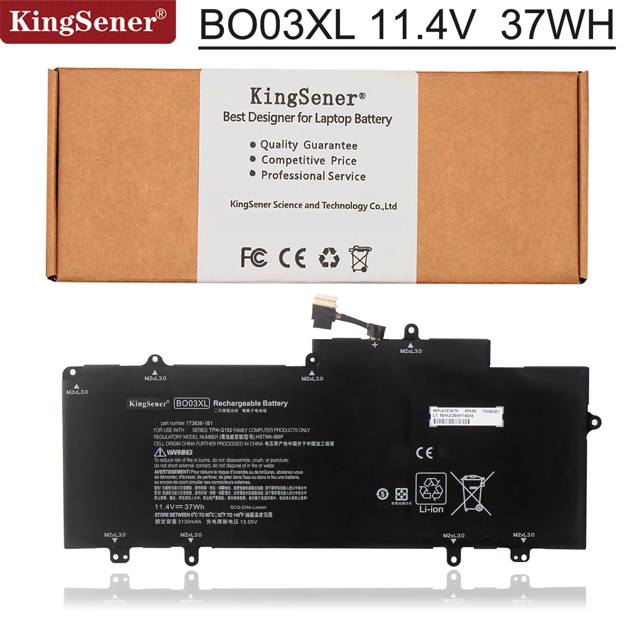 Kingsener Bo03Xl Batteria Per Hp Chromebook 14-X 14-X013Dx 14-X015W 14-X015Wm 14-X010Nr 14-Z Hstnn-Ib6P Hstnn-Ib6C 773836-1B1