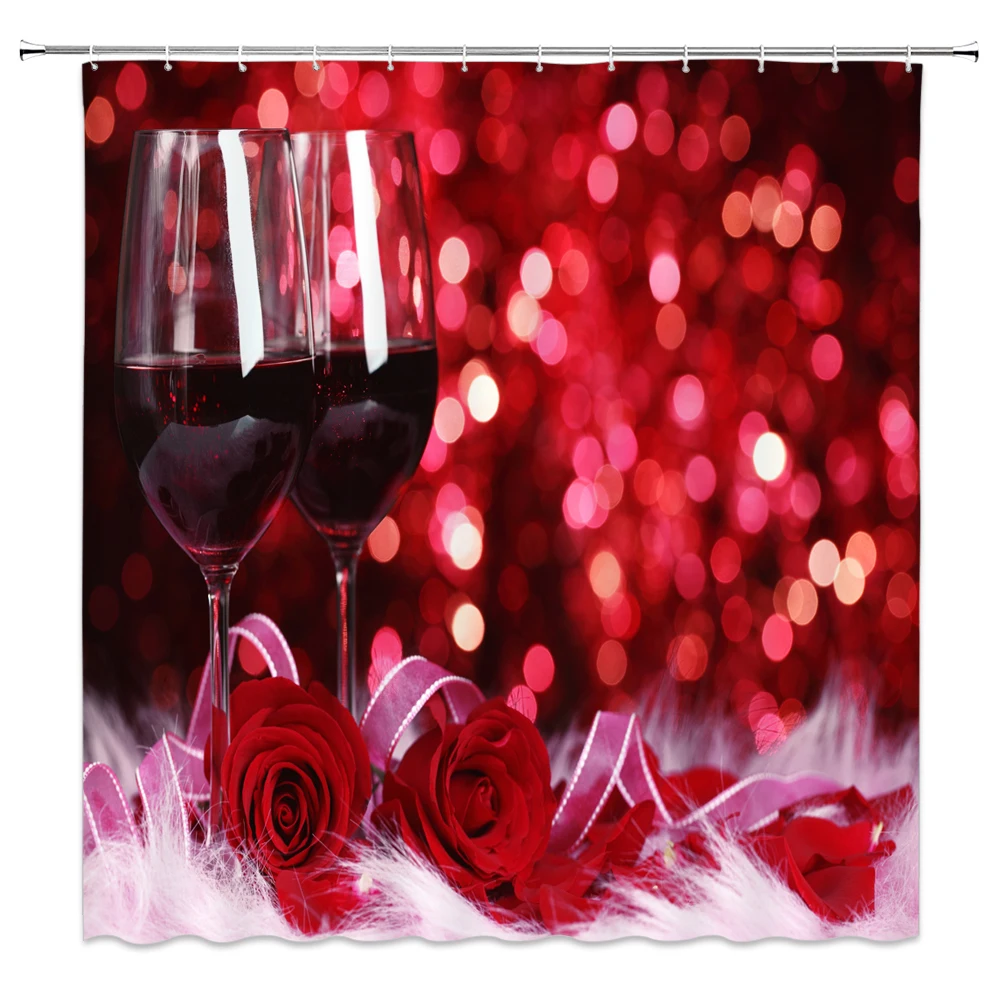 High Quality Rose Flower Shower Curtain Print Romantic Bath Curtain Waterproof Polyester Cloth Bathroom Curtain 12 Hooks Mat Shower Curtains Aliexpress