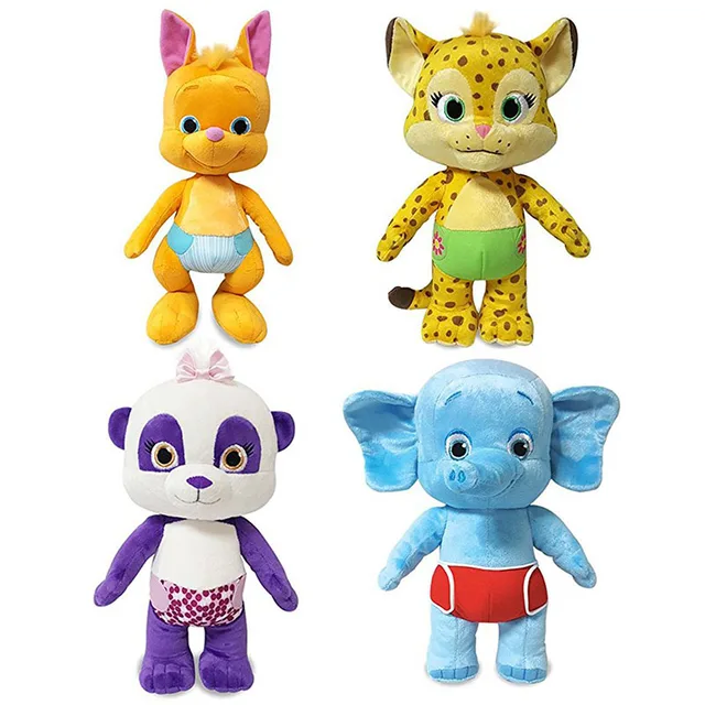 4pcs/set 25cm Word Party Plush Toys Lulu Bailey Franny Kip Panda Elephant Wallaby Soft Stuffed Animals Doll for Kids Best Gifts
