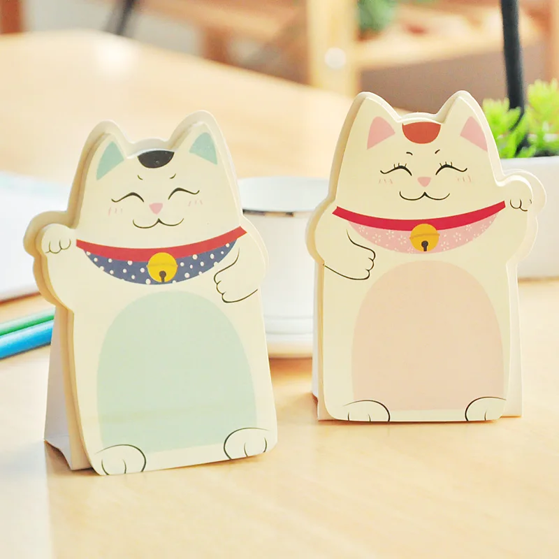 Симпатичные Kawaii счастливая кошка стоячие блокноты для записей бумажные стики