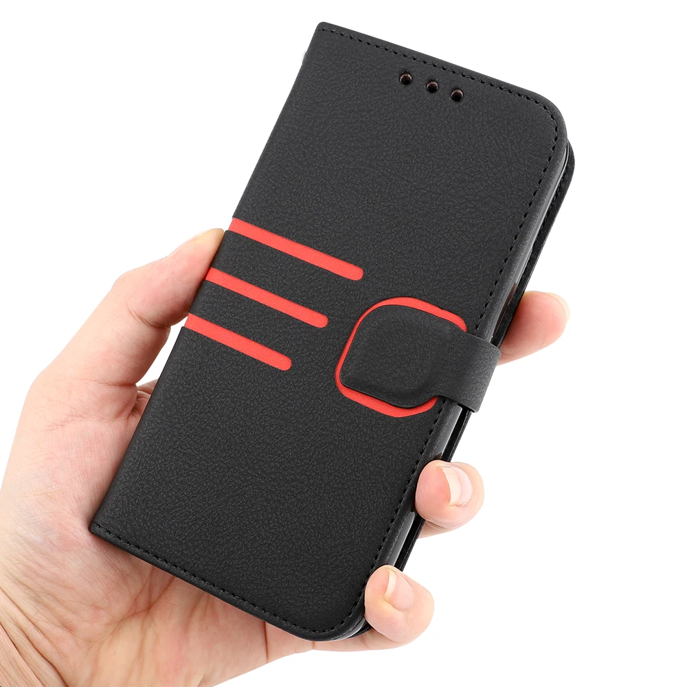 LCHULLE классический полиуретан Чехол-бумажник для IPhone 11 Pro XS MAX XR X 5 5S SE 6 6S 7 8 Plus слоты для карт флип-чехол для телефона - Цвет: Черный