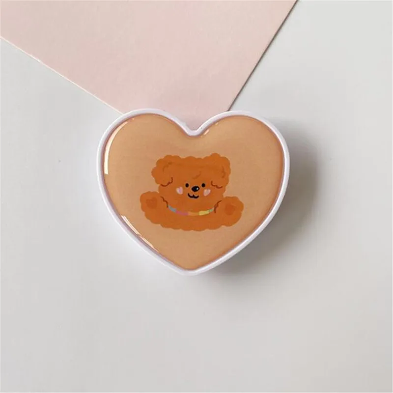 Cartoon Heart Bear Expanding Stand Mount Grip Phone Socket Fold Mobile Smartphones Pocket Holder Bracket Phone Stand Holder mobile holder