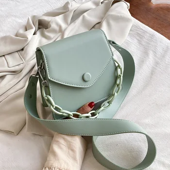 

Solid Color Thick Chain Small PU Leather Crossbody Bags For Women 2020 Summer Shoulder Cross Body Bag Ladies Handbags