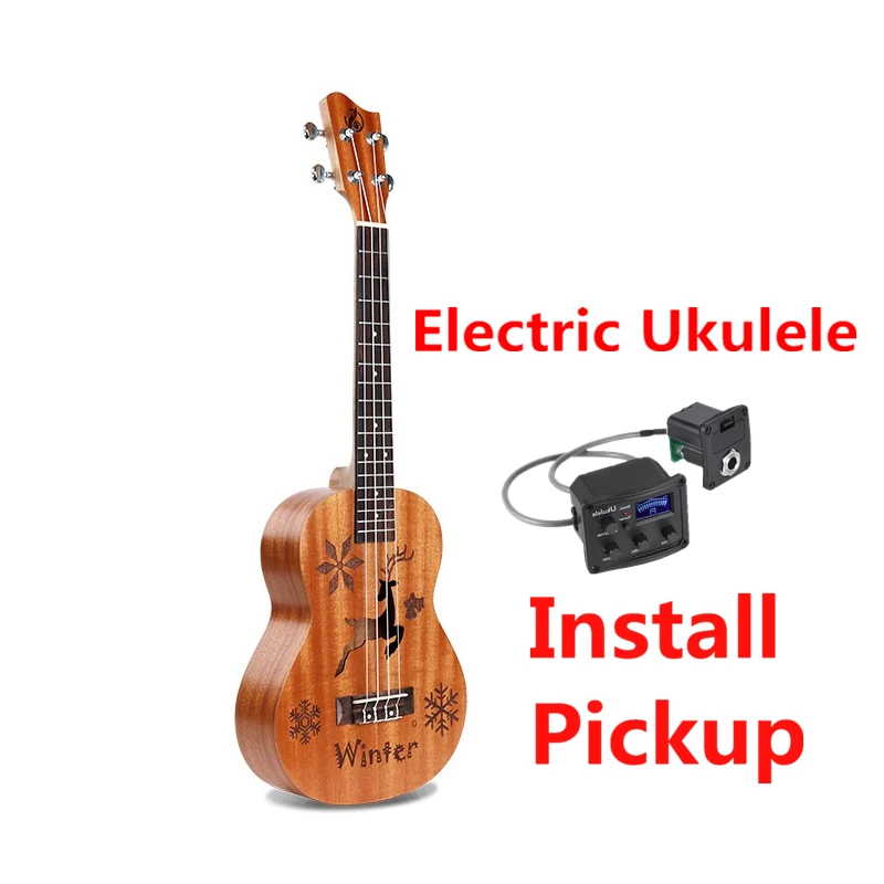 winter-EQ Гавайские гитары укулеле 26 дюймов все красное дерево мини Electri Tenor акустические гитары 4 струны Ukelele установить звукосниматель туристическая гитара четыре сезона - Цвет: winter-EQ