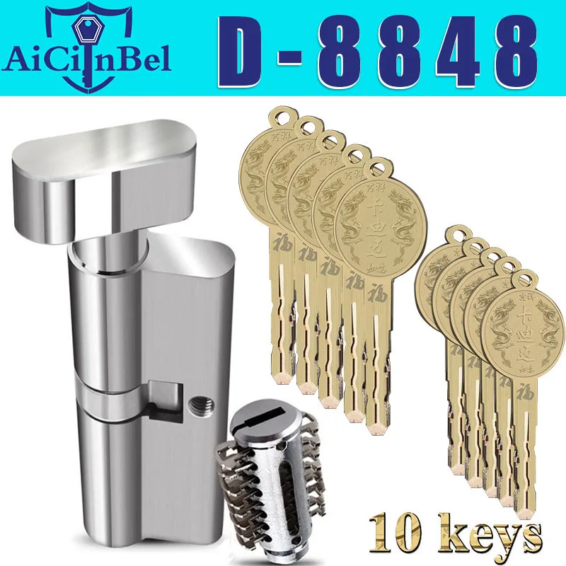 

European Standard Door Cylinder Security Copper Lock Cylinder Interior Bedroom Living Security Door Handle Brass Key Locking