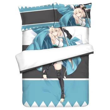 

Anime Fate/Grand Order Okita Souji saber Bedding Sets Twin/Queen/King 4pcs bed set with pillowcase + sheet+Duvet Cover F012B